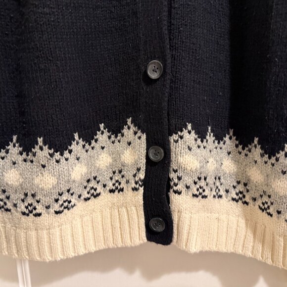 Land's End Women's Cozy Lofty Fair Isle Cardigan Sweater, L - Picture 11 of 12
